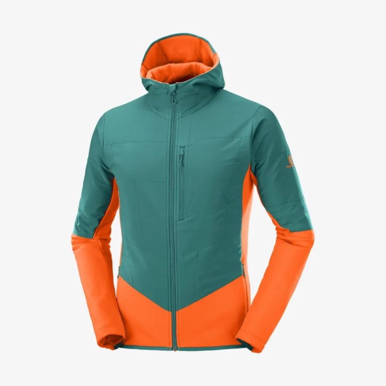 Turquoise / Orange Salomon Outline Warm Hybrid Men's Jackets | IE RP2417